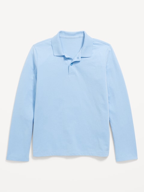 School Uniform Long-Sleeve Polo Shirt for Boys - Blue