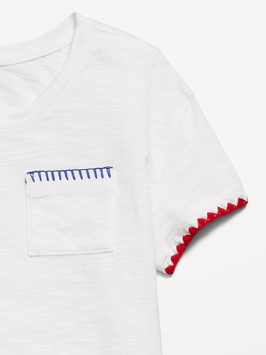 Image number 3 showing, Softest Stitch-Trim Pocket T-Shirt for Girls