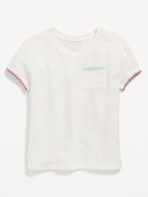 View large product image 1 of 1. Softest Stitch-Trim Pocket T-Shirt for Girls