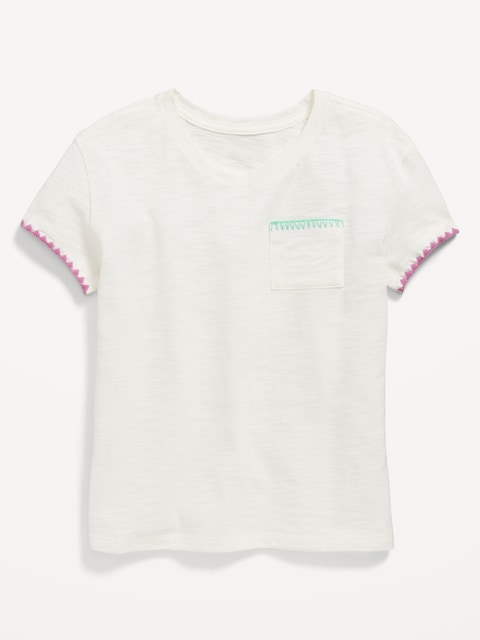 Softest Stitch-Trim Pocket T-Shirt for Girls