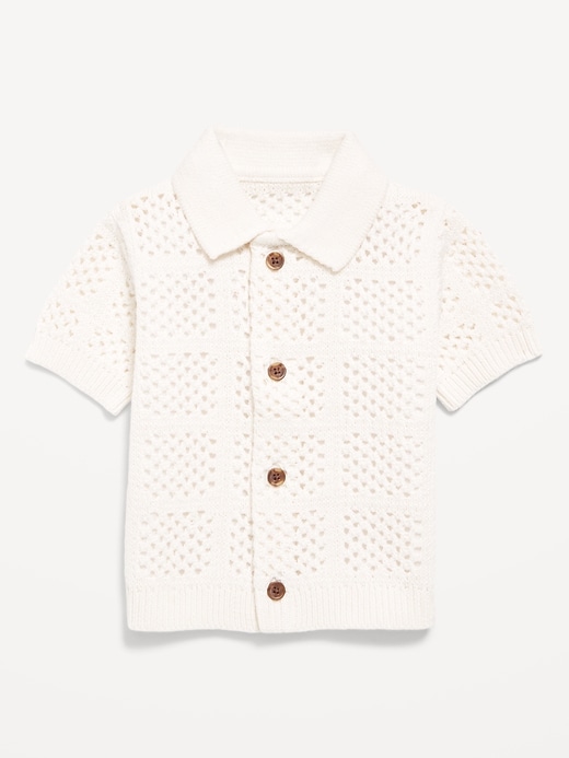 View large product image 1 of 1. Short-Sleeve Crochet-Knit Shirt for Baby