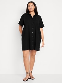 Linen-Blend Shirt Dress