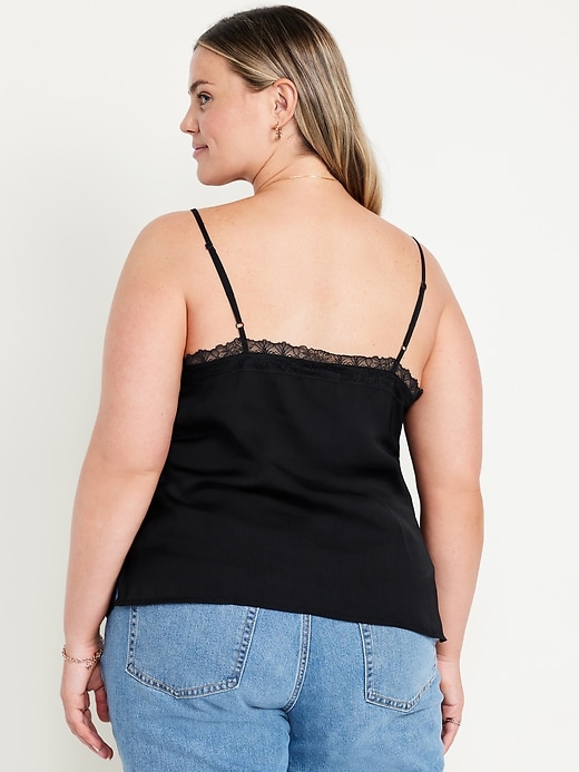 Image number 8 showing, Lace-Trim Satin Cami Top