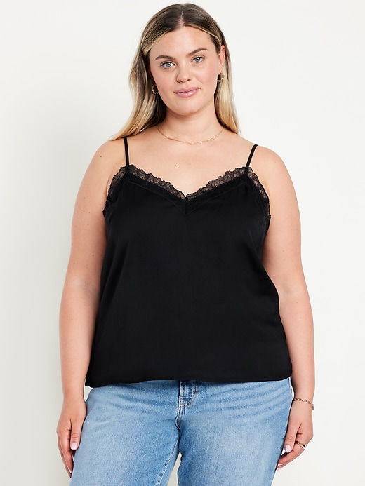 Image number 7 showing, Lace-Trim Satin Cami Top