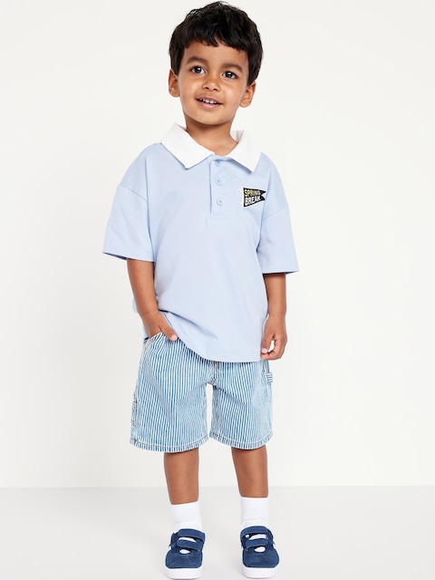 Printed Baggy Carpenter Jean Shorts for Toddler Boys