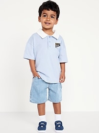 Image number 1 showing, Printed Baggy Carpenter Jean Shorts for Toddler Boys