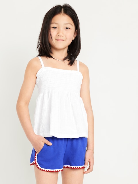 Printed Smocked Jacquard-Knit Cami Top for Girls