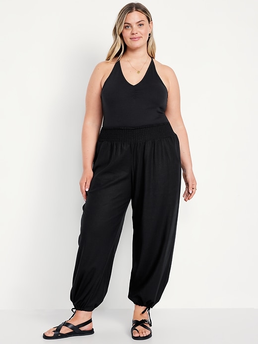 Image number 7 showing, Mid-Rise Linen-Blend Harem Pants