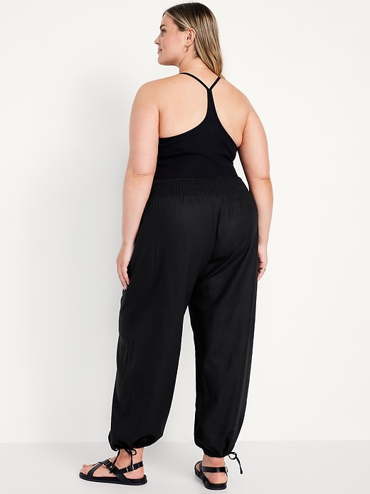 Image number 8 showing, Mid-Rise Linen-Blend Harem Pants