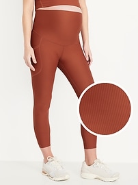 L'image numéro 1 présente Legging PowerSoft côtelé longueur 7/8 à panneau couvrant de maternité