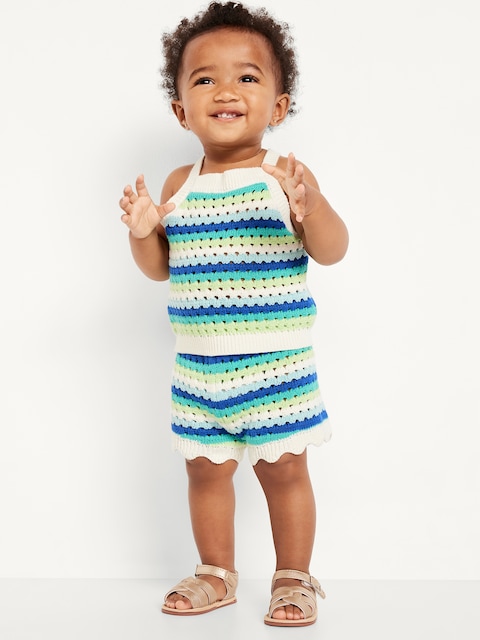 Crochet-Knit Tank Top and Shorts Set for Baby