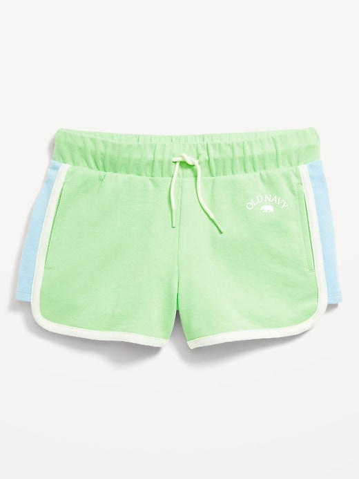 View large product image 1 of 2. Color-Block Logo-Graphic Cheer Shorts for Girls