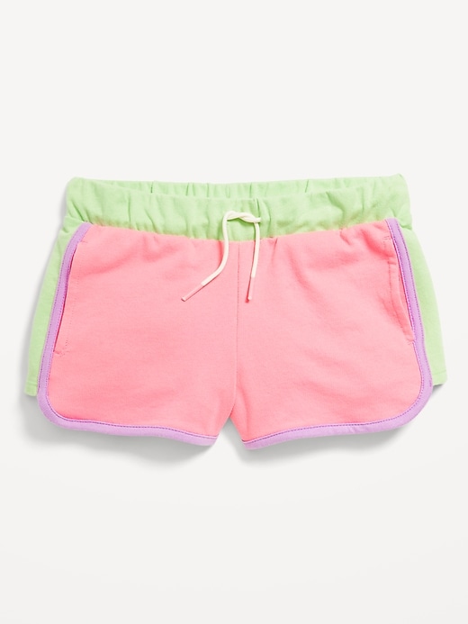 View large product image 1 of 2. Color-Block Logo-Graphic Cheer Shorts for Girls