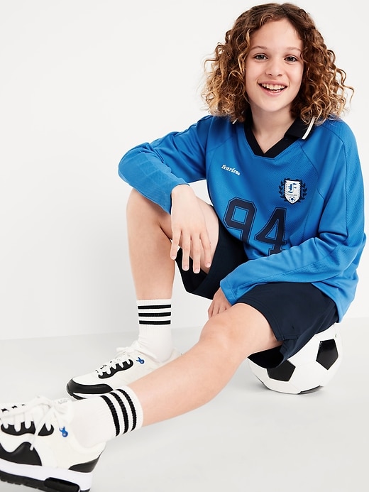 View large product image 1 of 3. Oversized Long-Sleeve Collared Performance Top for Boys