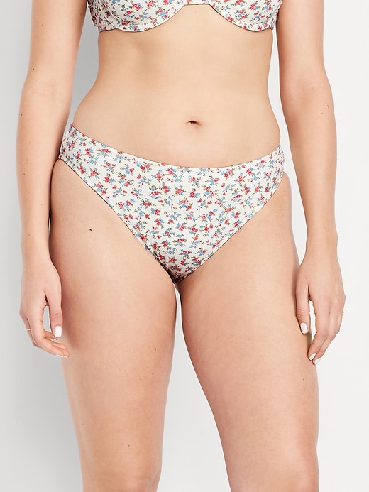 Image number 5 showing, Mid-Rise Textured Bikini Swim Bottoms
