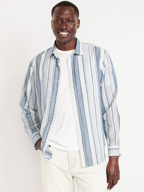 Classic Fit Linen-Blend Shirt - Green