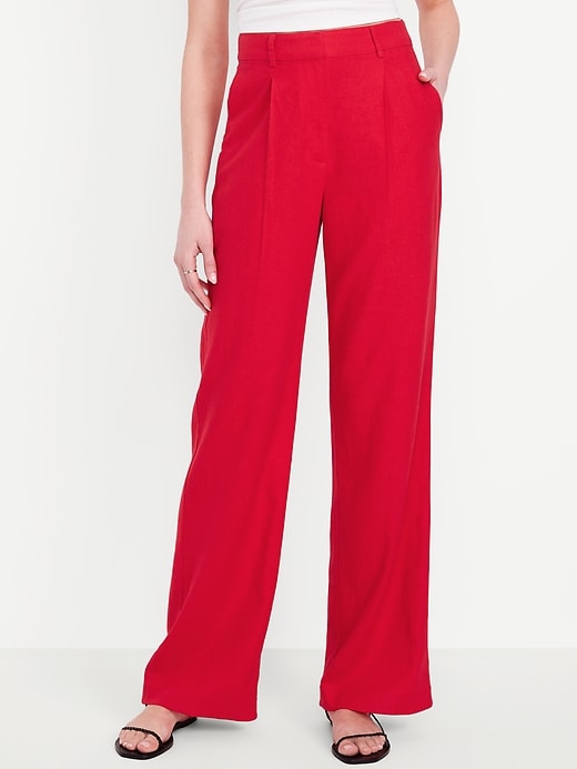 Image number 2 showing, Extra High-Waisted Linen-Blend Taylor Wide-Leg Trouser Pants