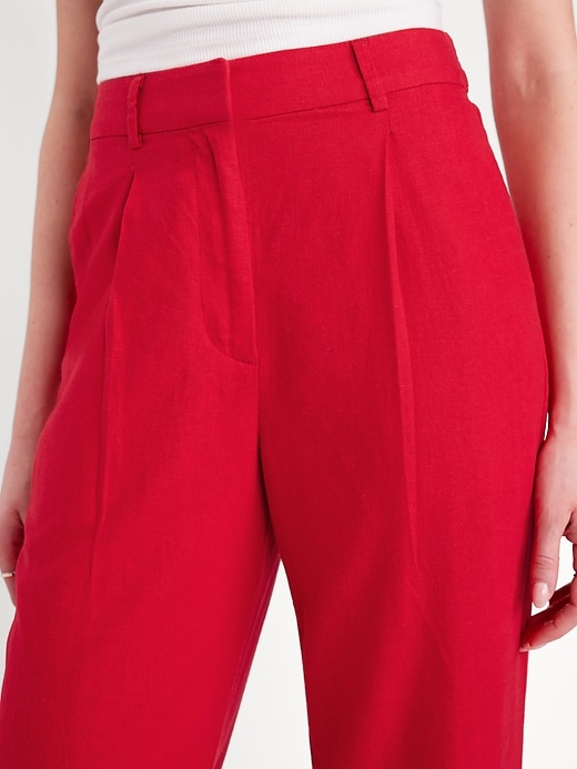 Image number 4 showing, Extra High-Waisted Linen-Blend Taylor Wide-Leg Trouser Pants