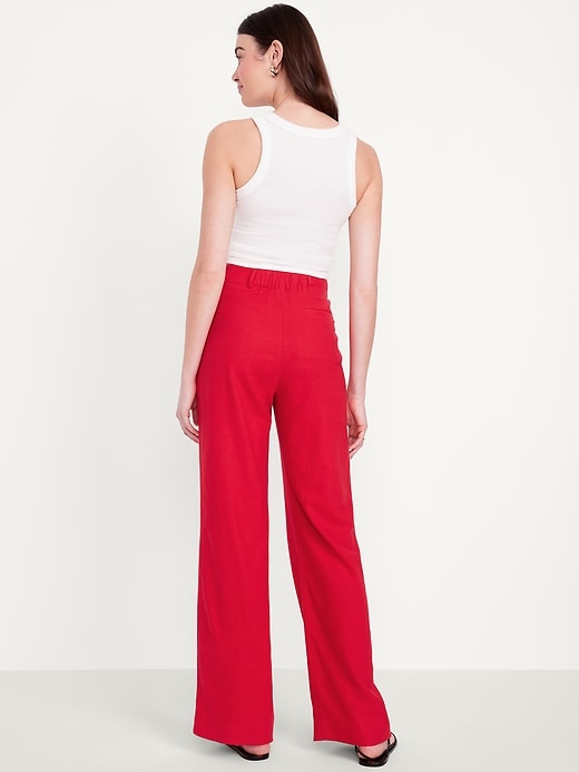 Image number 3 showing, Extra High-Waisted Linen-Blend Taylor Wide-Leg Trouser Pants