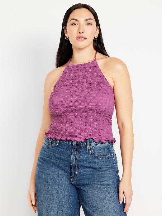 Image number 5 showing, Sleeveless Smocked Crop Top