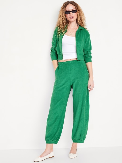 Image number 7 showing, High-Waisted Towel Terry Barrel Ankle Pants