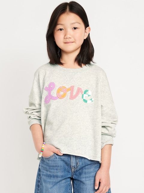Printed Cropped French-Terry Sweatshirt for Girls