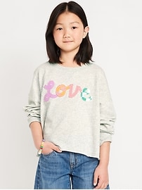 Image number 1 showing, Printed Cropped French-Terry Sweatshirt for Girls