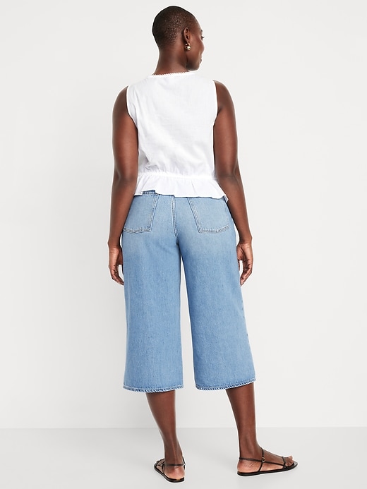 Image number 5 showing, High-Waisted Baggy Wide-Leg Culotte Jeans