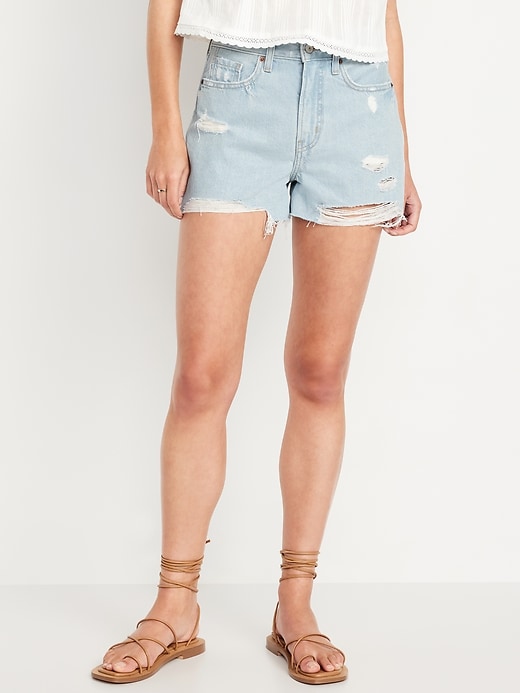 Image number 2 showing, High-Waisted Rigid OG Jean Cut-Off Shorts -- 3-inch inseam