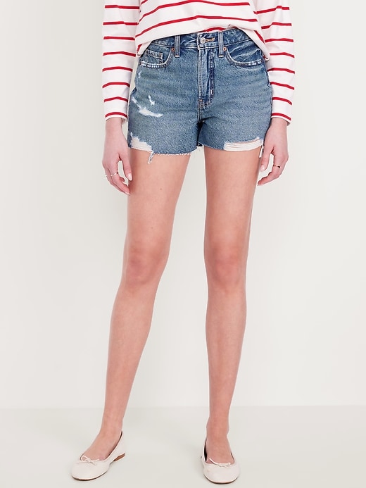Image number 2 showing, High-Waisted Rigid OG Jean Cut-Off Shorts -- 3-inch inseam