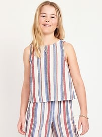 Image number 1 showing, Sleeveless Cross-Back Linen-Blend Top for Girls
