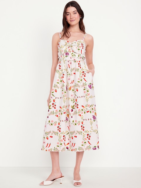 Fit & Flare Tie-Front Midi Dress