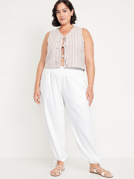 Image number 7 showing, Mid-Rise Linen-Blend Harem Pants