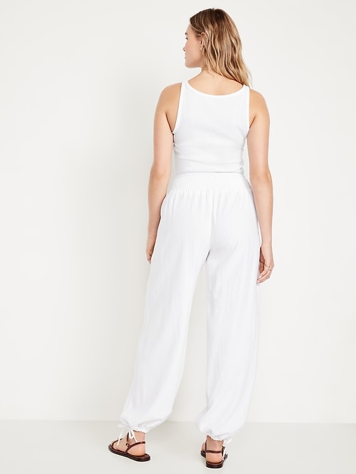 Image number 6 showing, Mid-Rise Linen-Blend Harem Pants