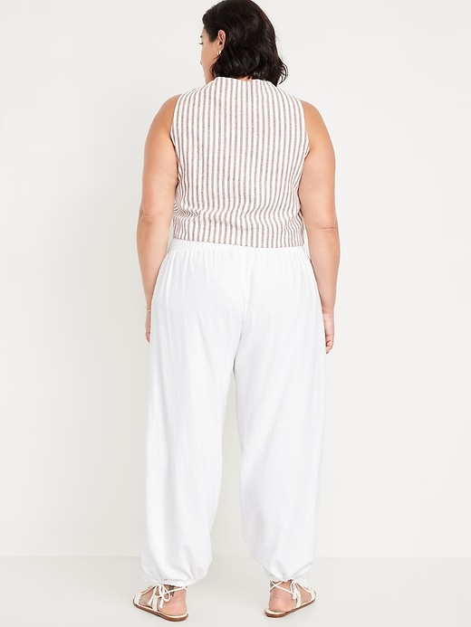 Image number 8 showing, Mid-Rise Linen-Blend Harem Pants