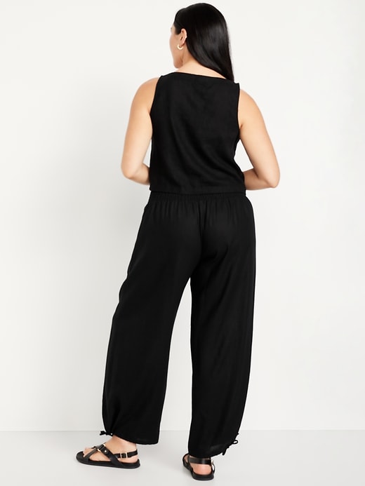 Image number 6 showing, Mid-Rise Linen-Blend Harem Pants
