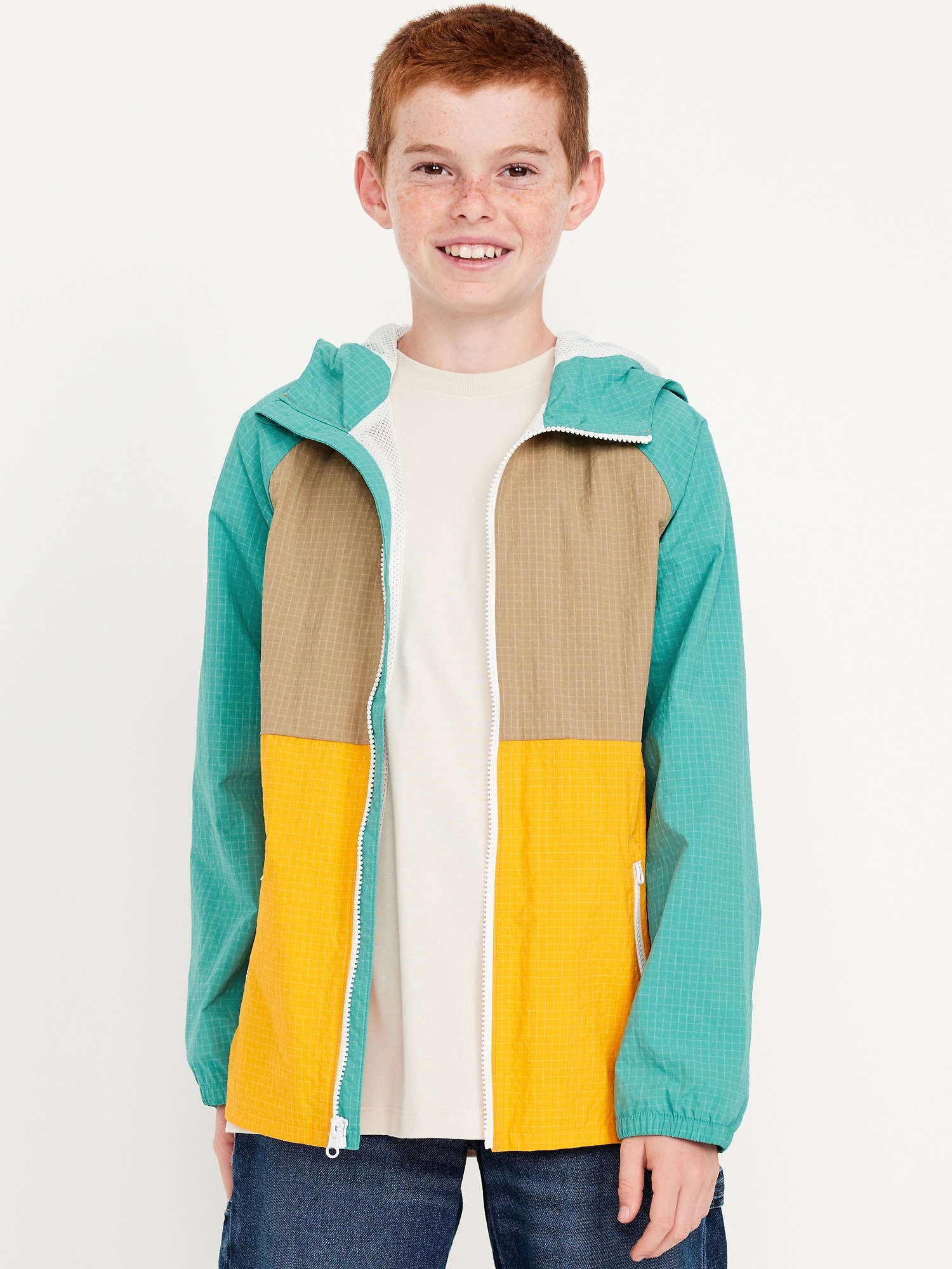 Water-Resistant Ripstop Color-Block Jacket for Boys