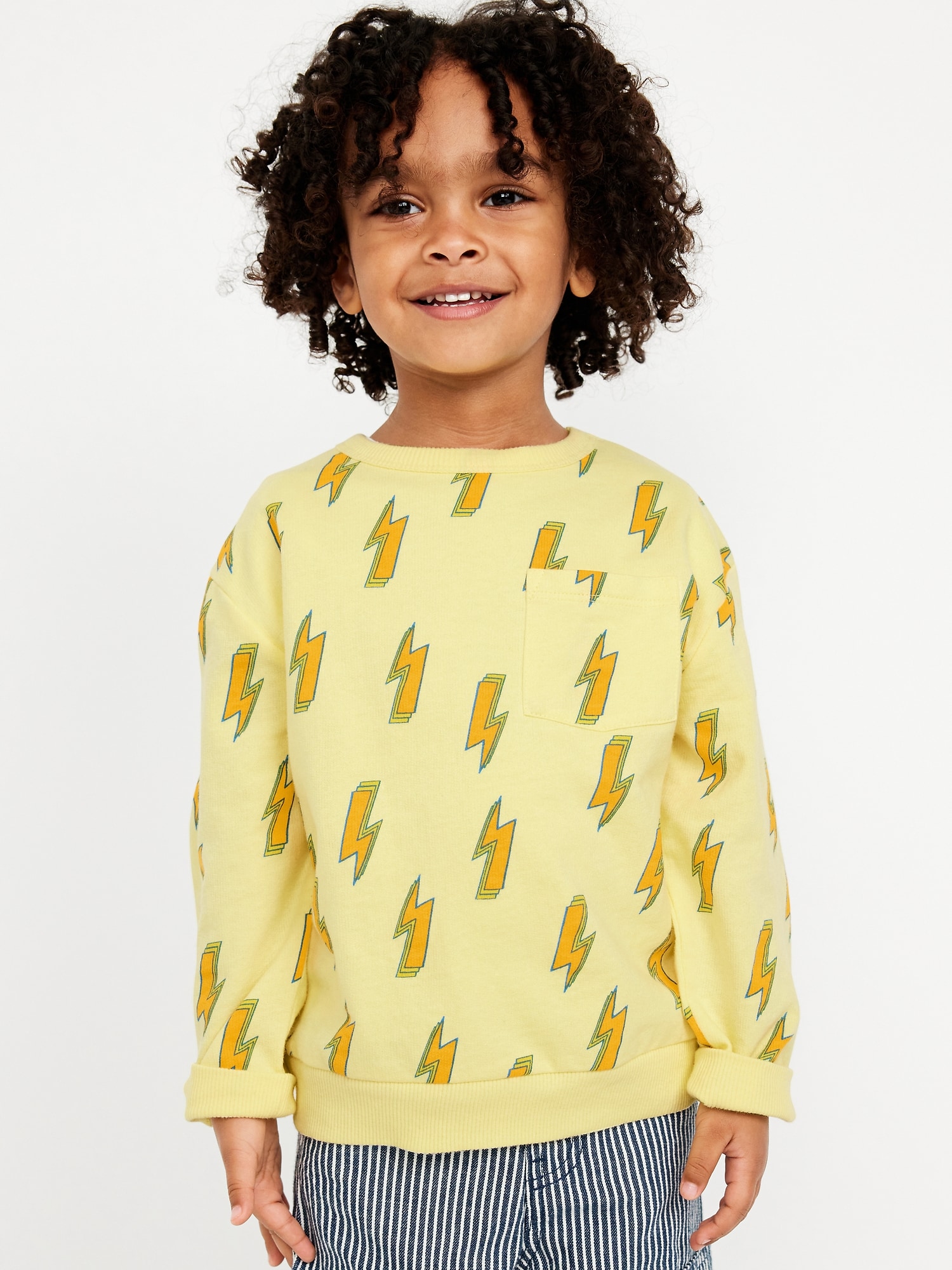 Printed Oversized French Terry Pocket Sweatshirt for Toddler Boys