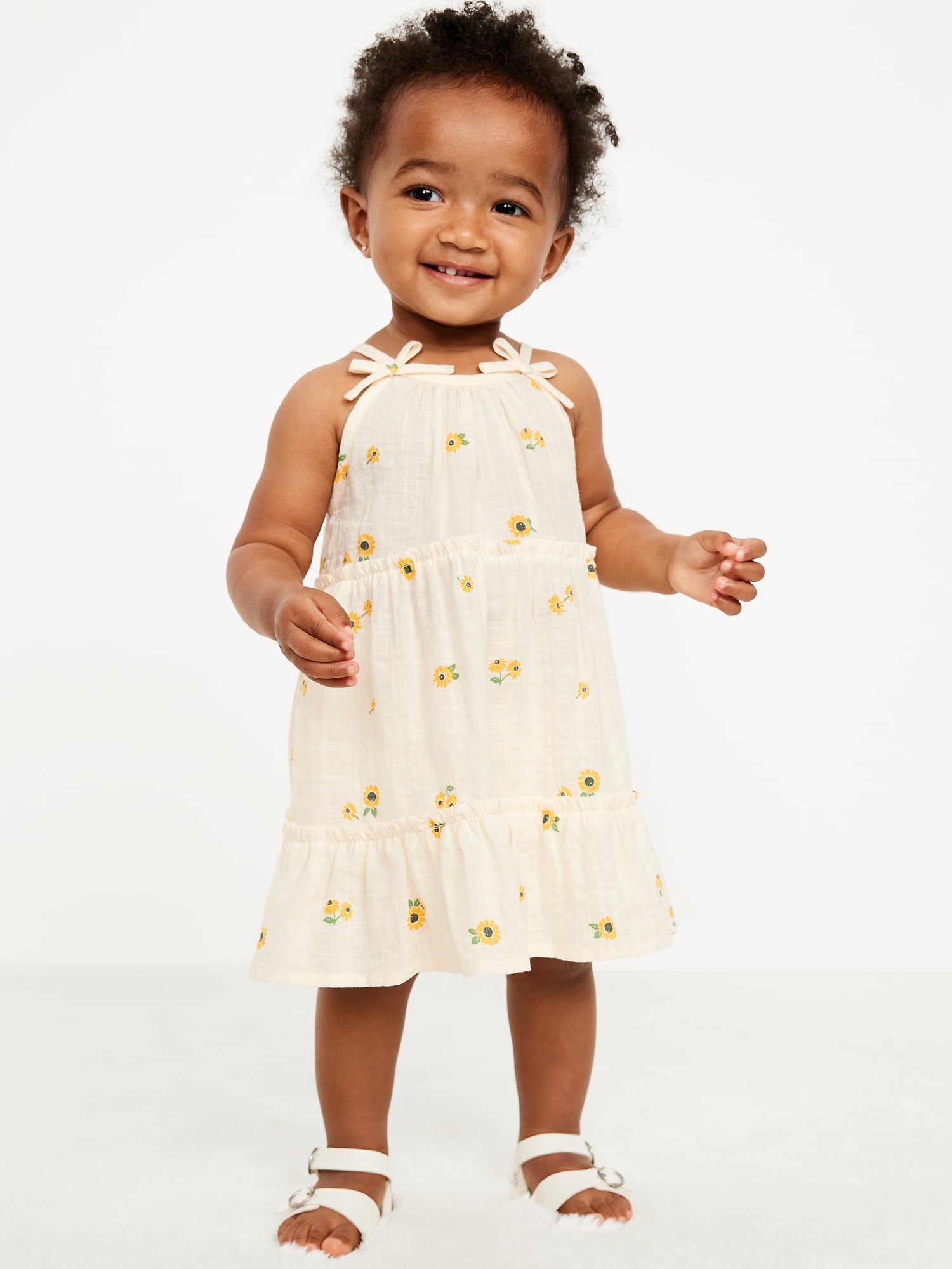 Printed Tiered Cami Dress and Shorts Set for Baby