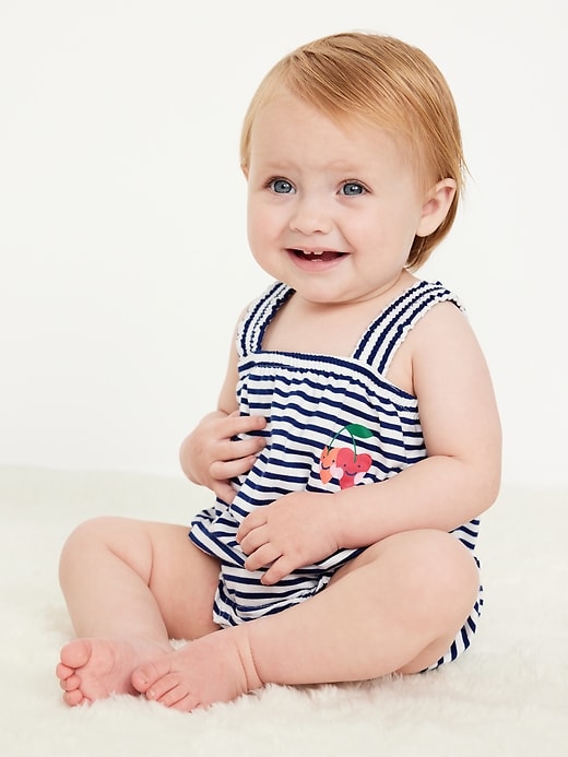 View large product image 1 of 2. Printed Sleeveless One-Piece Romper for Baby
