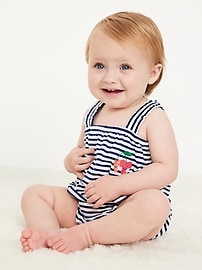 Image number 1 showing, Printed Sleeveless One-Piece Romper for Baby