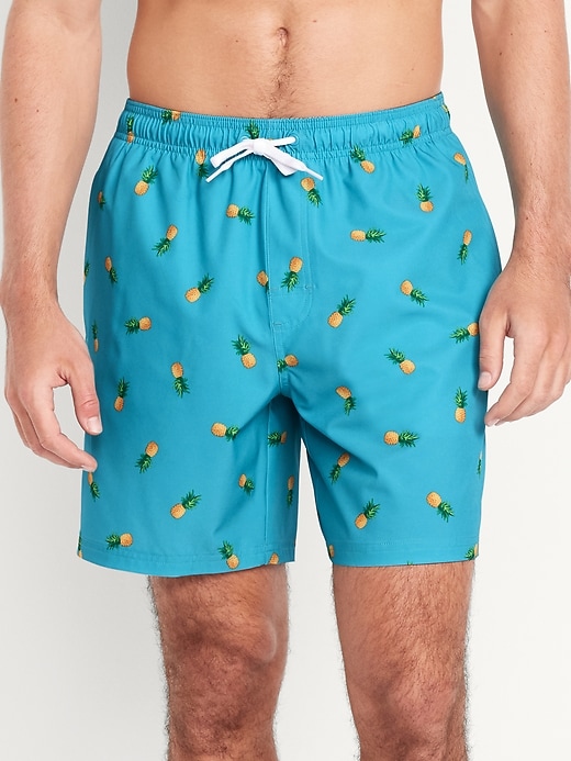 Image number 1 showing, Printed Swim Trunks -- 7-inch inseam