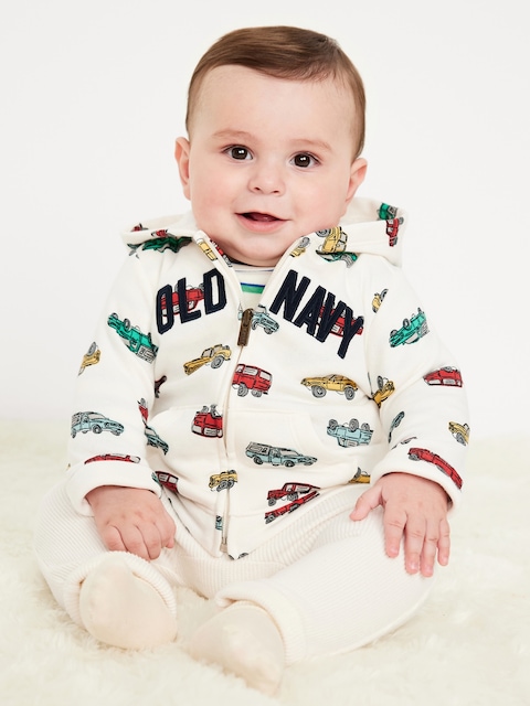 Printed Logo-Graphic Zip Hoodie for Baby