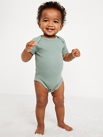 Image number 1 showing, Unisex Short-Sleeve Waffle-Knit Bodysuit for Baby