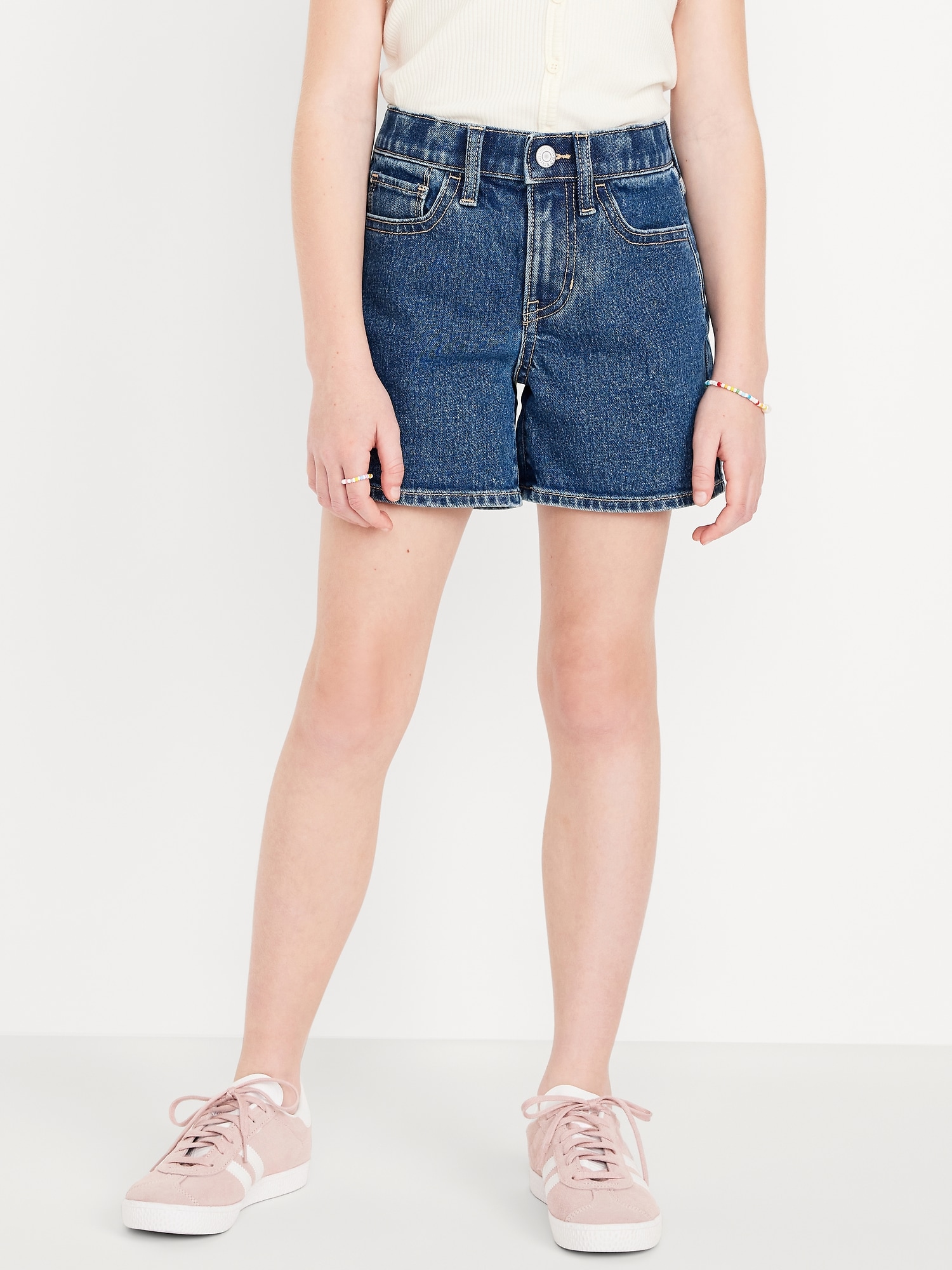 High-Waisted Jean Midi Shorts for Girls