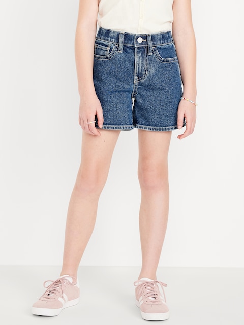 High-Waisted Jean Midi Shorts for Girls