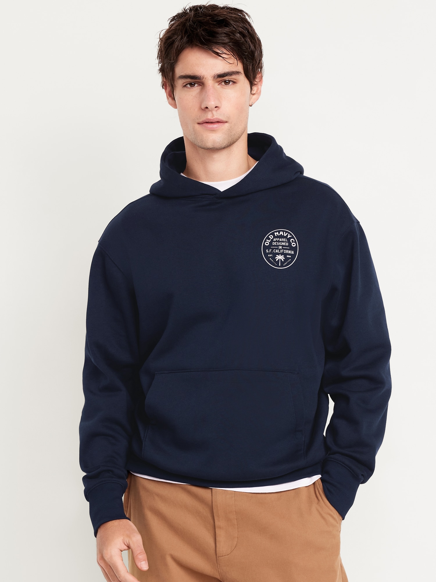 Oversized Logo Pullover Hoodie for Men