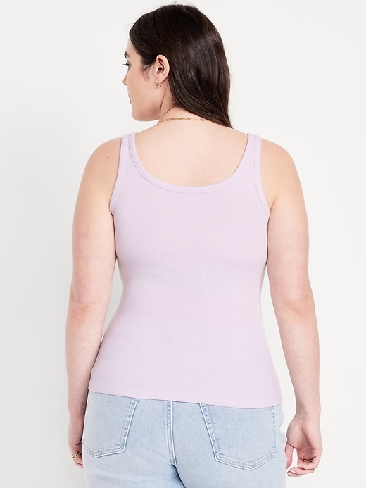 Image number 5 showing, First-Layer Ribbed Scoop-Neck Tank Top