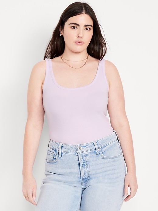Image number 4 showing, First-Layer Ribbed Scoop-Neck Tank Top