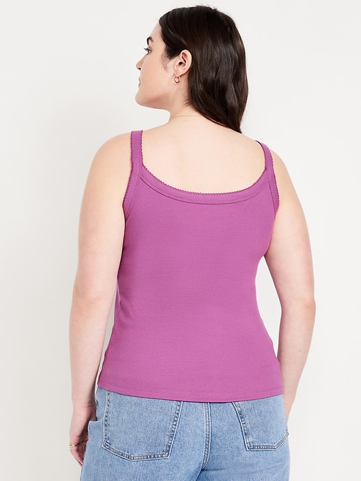 Image number 5 showing, 90s Ribbed Lace-Trim Tank